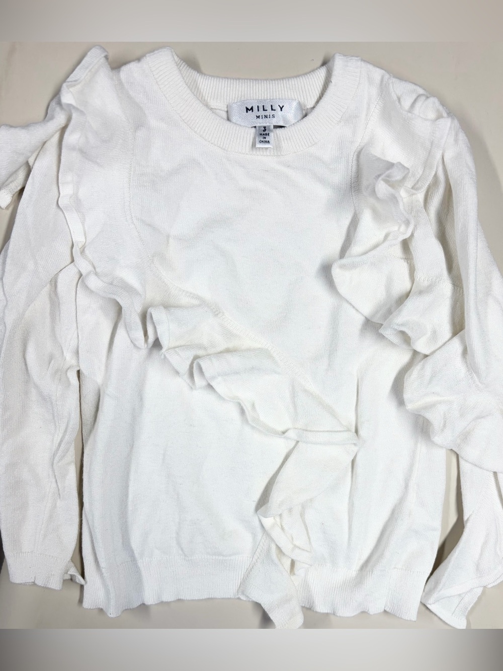 Milly Minis White Ruffle Knit Top